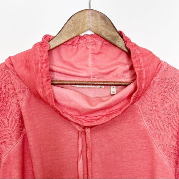 Soft Surroundings Cowl Neck Lace Sleeve Sweatshirt Coral Size - Picture 5 of 12